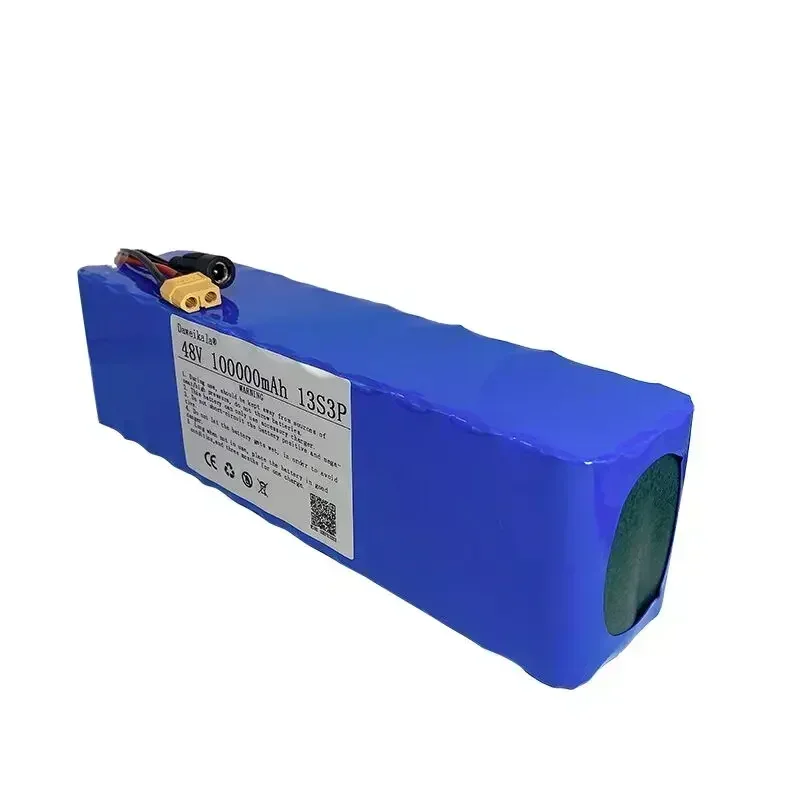 48V 100Ah 1000W 13S3P XT60 48V lithium-ion battery pack 100000mAh, suitable for 54.6V electric scooters with BMS+charger