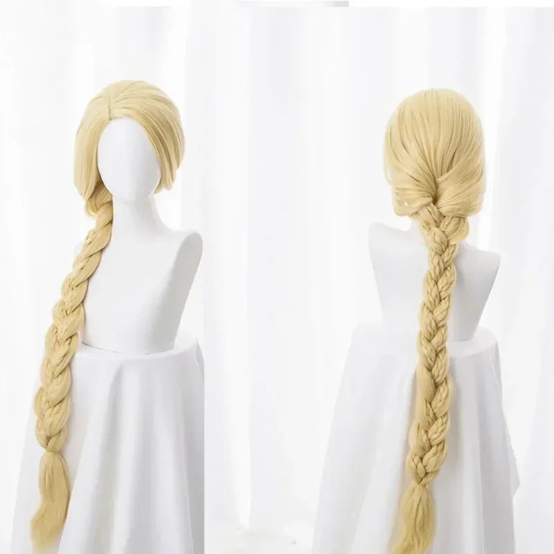 Enchanted Rapunzel Anime Cosplay Wig Synthetic Golden Long Braided Wig 40 Inch Comic-Con Coser Princess Wig Daily Party