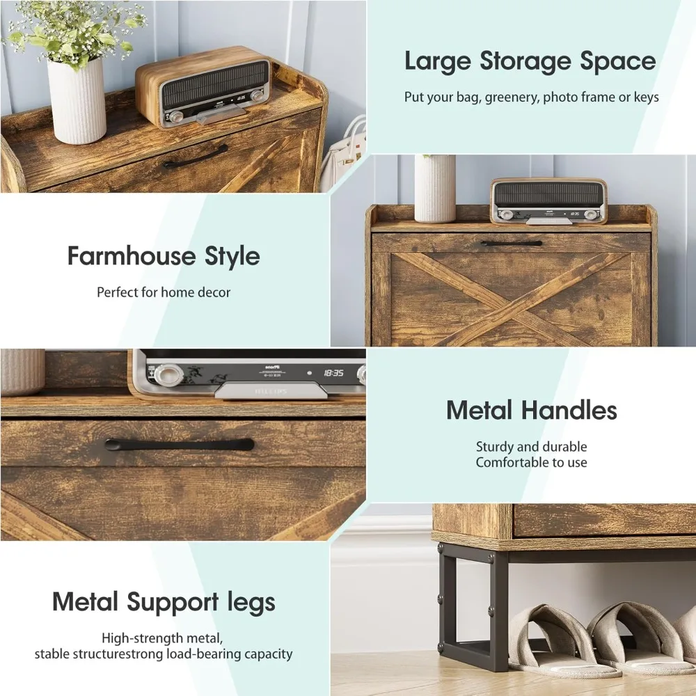 خزانة أحذية ريفية للمزرعة مع مقعد وأدراج تخزين ومقعد مبطن للمدخل