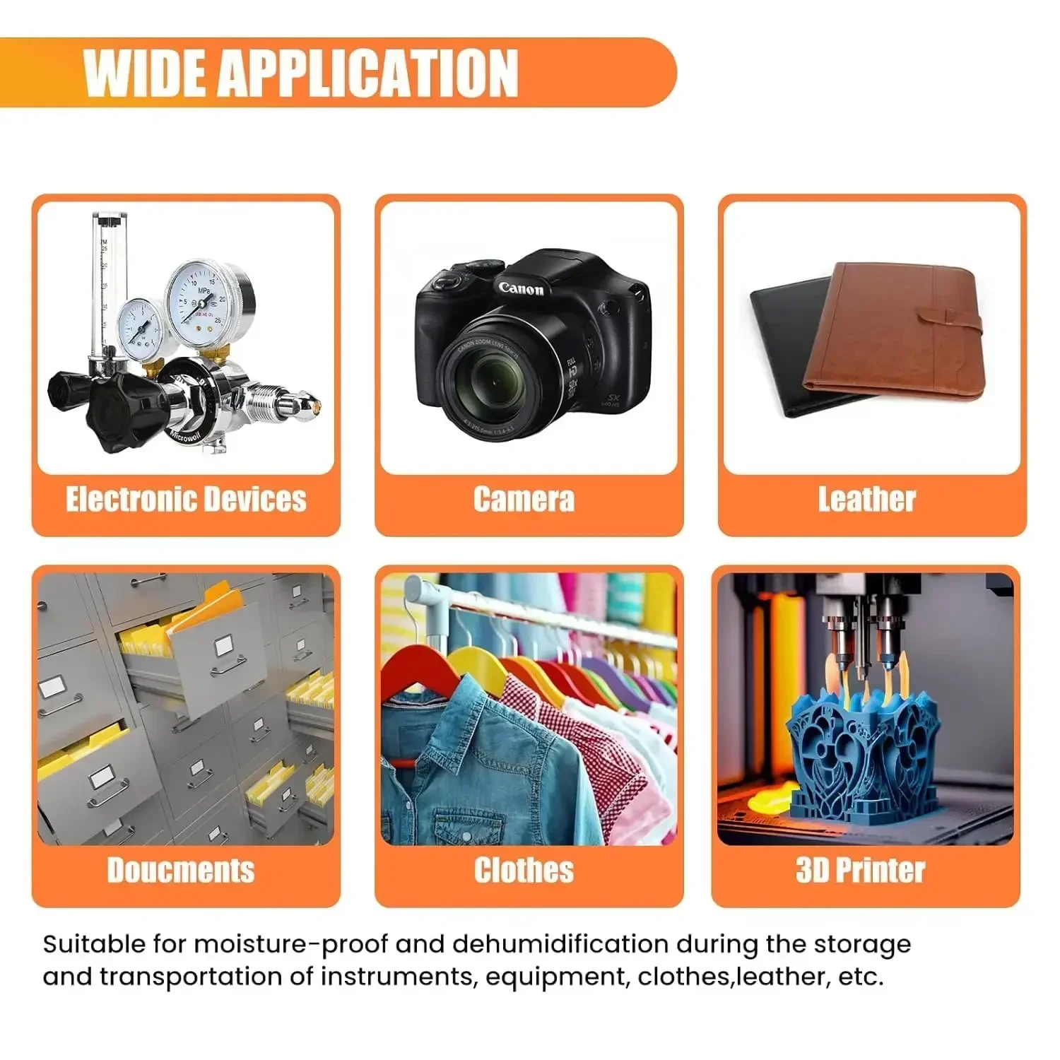 3D Printer Filament Desiccant Orange Silica Gel Beads Color Indicating Rechargeable Moisture Absorber for Dry Box Camera view 6