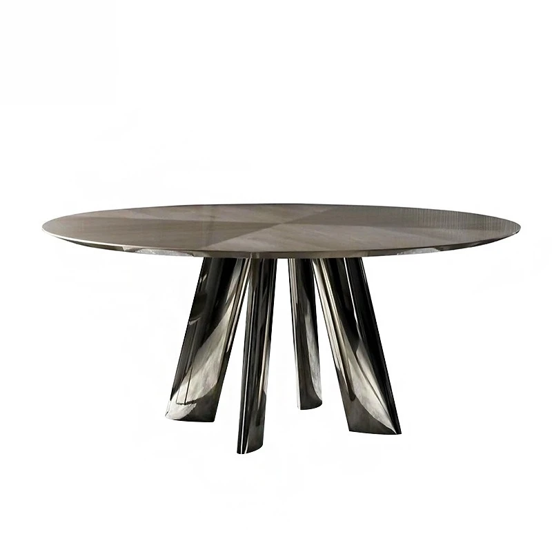 

Light designer creative solid wood dining table, villa luxury home round dining table