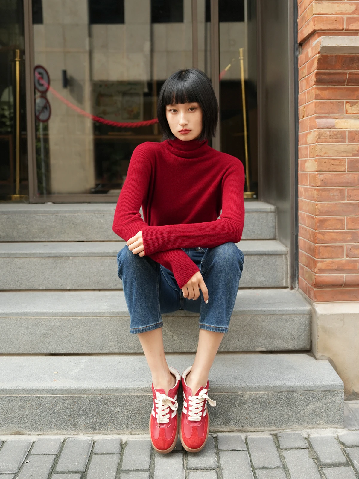 

LemonChen Soft Cloud Feeling Skin-friendly Thiened High-ne Beautiful Knitted Woolen Sweater Casual Sle Slim Fit Base Layer