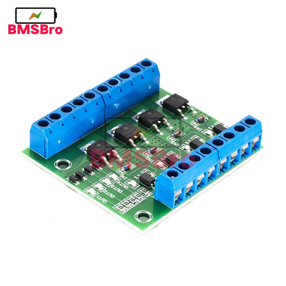 4-Channel MOS PLC Amplifier Board Driver Module PWM 3-20V to 3.7-27V DC 10A Board Driver 4-Channel MOSFET PLC Amplifier