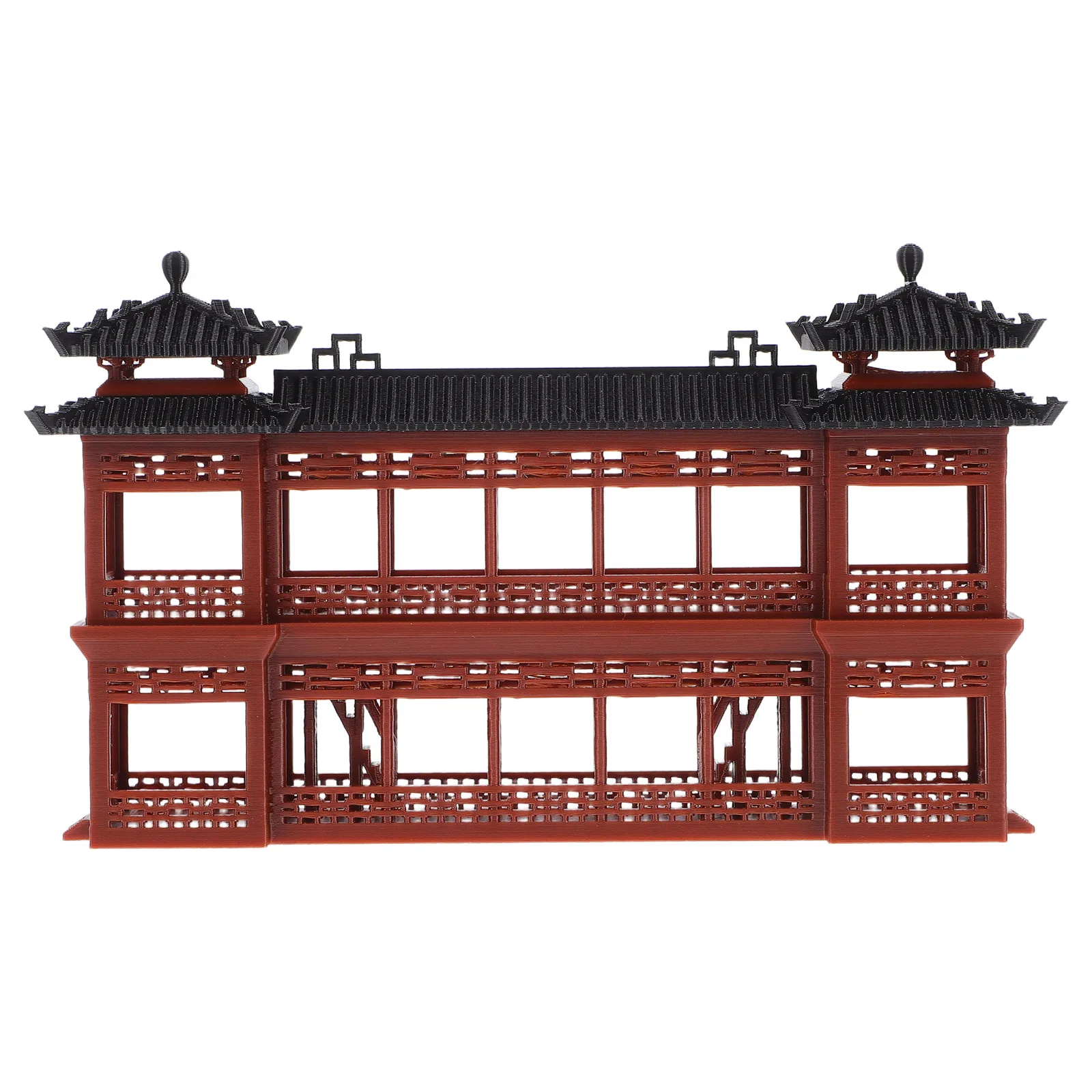 

Micro L Chinese Ancient Pavilion Model Miniature Garden Decorative Plastic Corridor Architecture Asian Style Building