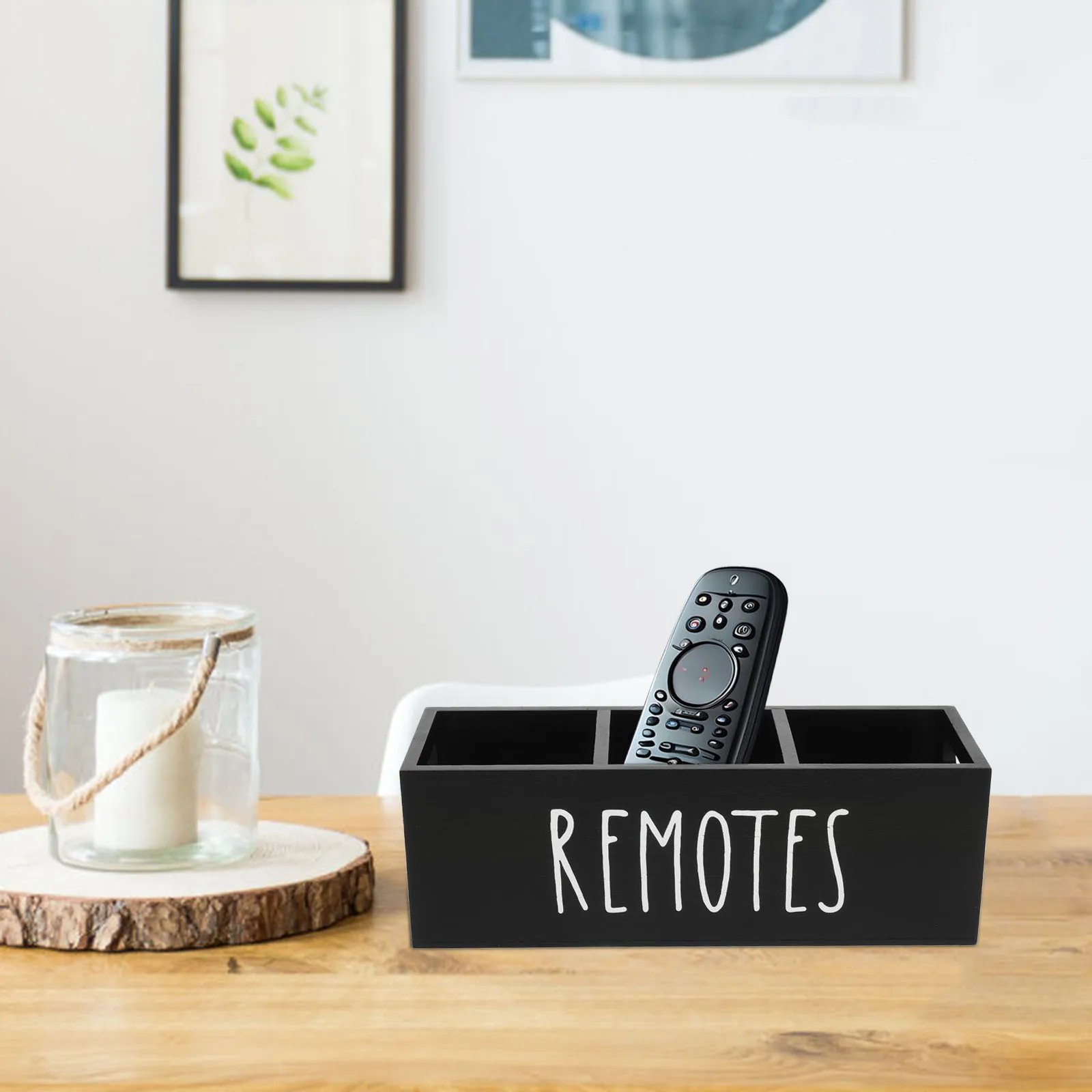 

Wooden Desktop Organizer Box 3 Compartments Rustic Multifunctional Storage For Office Supplies Remote Controls Home