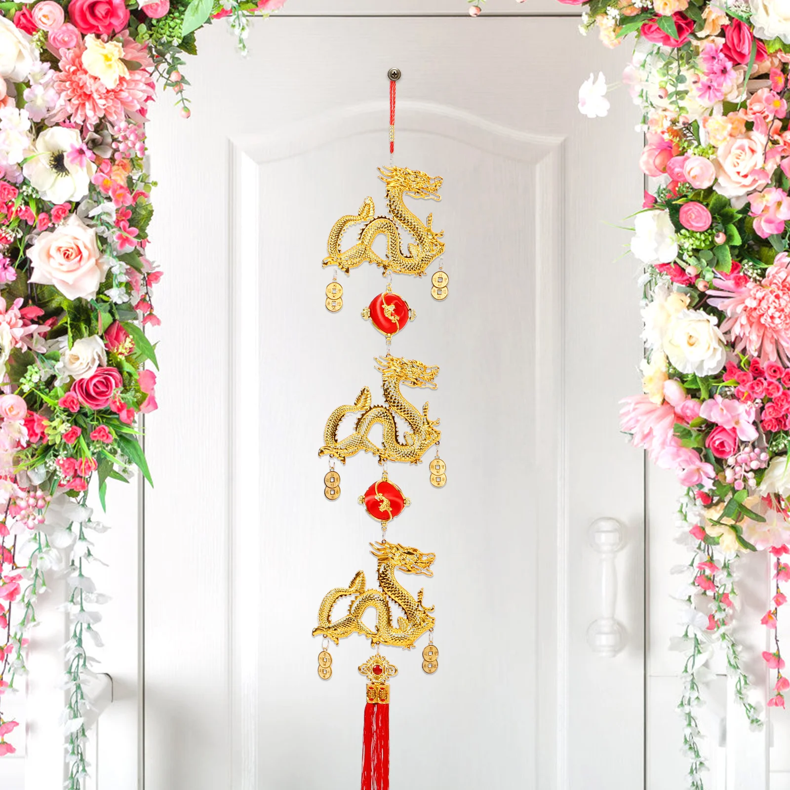 

2024 Chinese New Year Dragon Pendant Decoration Auspicious Dragon Ornament Spring Festival Hanging Decor for Home Office