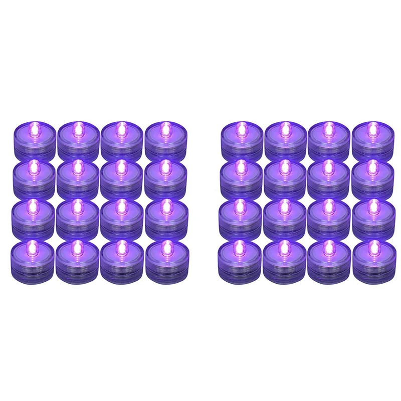 LICE-24Pcs 잠수정 LED 조명, 보라색 방수 Flameless 촛불 차 조명, 수중 배터리 작동 계절 축제