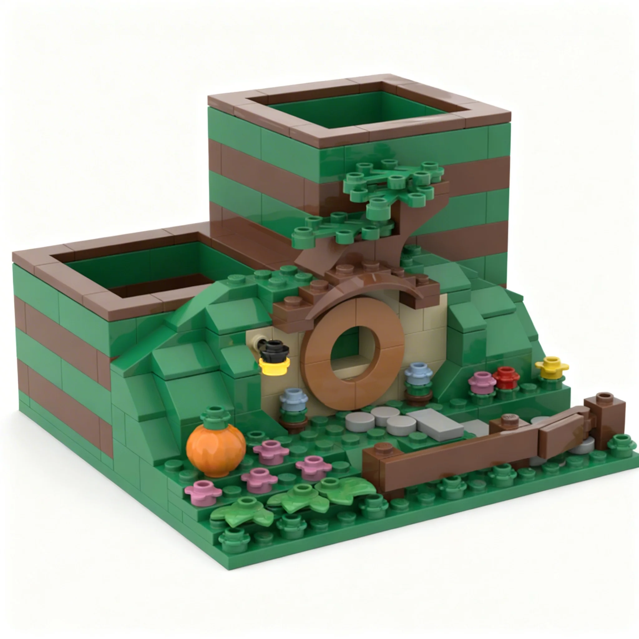241pcs MOC Pencil Holder Fantasy Medieval Square Building Blocks Assembly Set Collector Model Edition Toy Gift For Enthusiasts