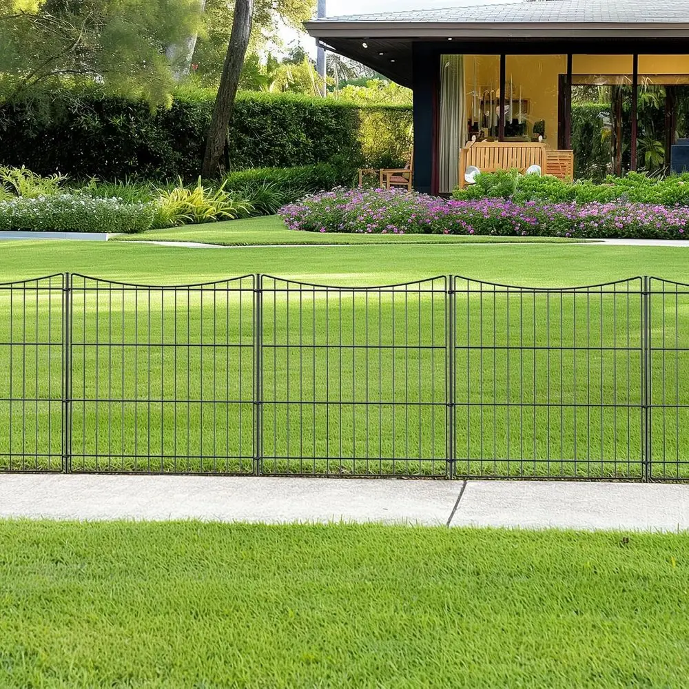 

6-панельный садовый забор, 3,6 м (длина) x 60 см (высота), из нержавеющей металлической проволоки, временный барьер без копания для домашних животных или открытых пространств