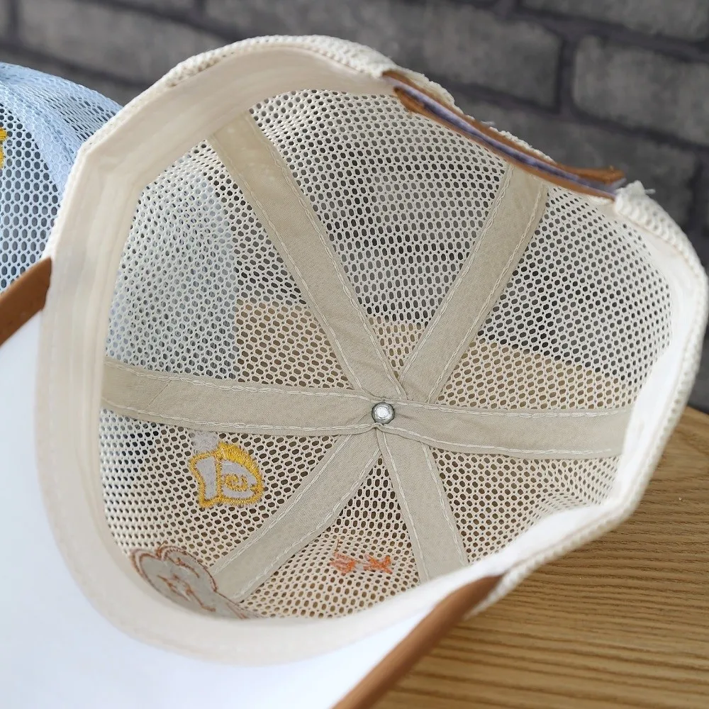 Cartoon Bear Baby Baseball Cap Adjustable Velcro Embroidered Kid Sun Hat Lightweight Mesh Breathable Peaked Caps Boys Girls view 4