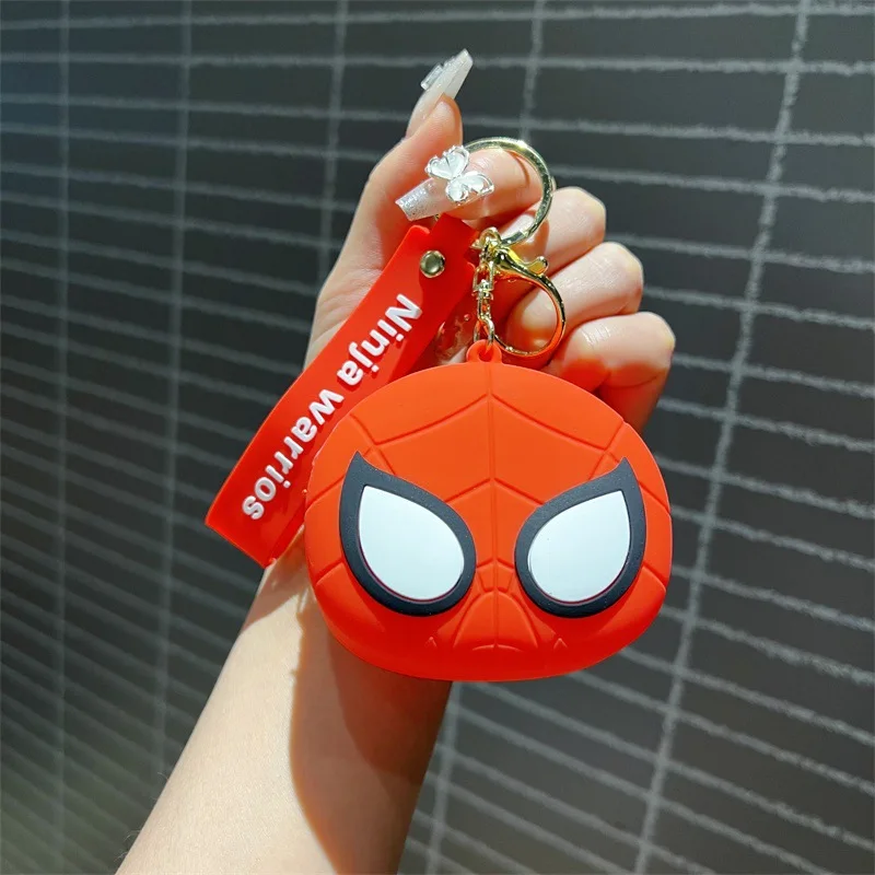 

Cartoon Spider Man Deadpool Silicone Waterproof Zipper Coin Wallet Earphone Keychain Decoration Boy's Backpack Hanging Card Bag