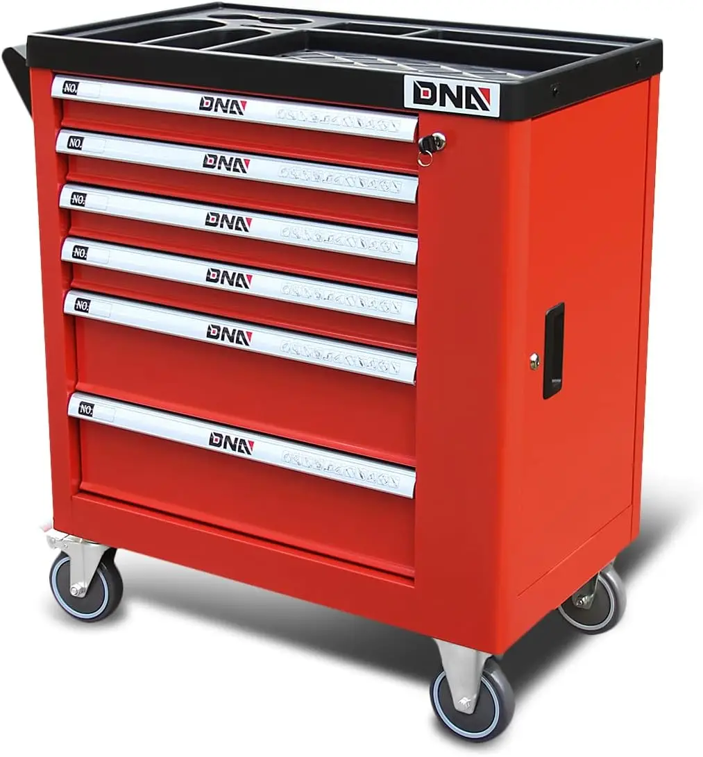 

New Package Dna Motoring 36"" H X 30.5"" W X 18"" D Heavy Duty Lockable Slide Tool 6-Drawers Chest Rolling Tool Cart Cabinet