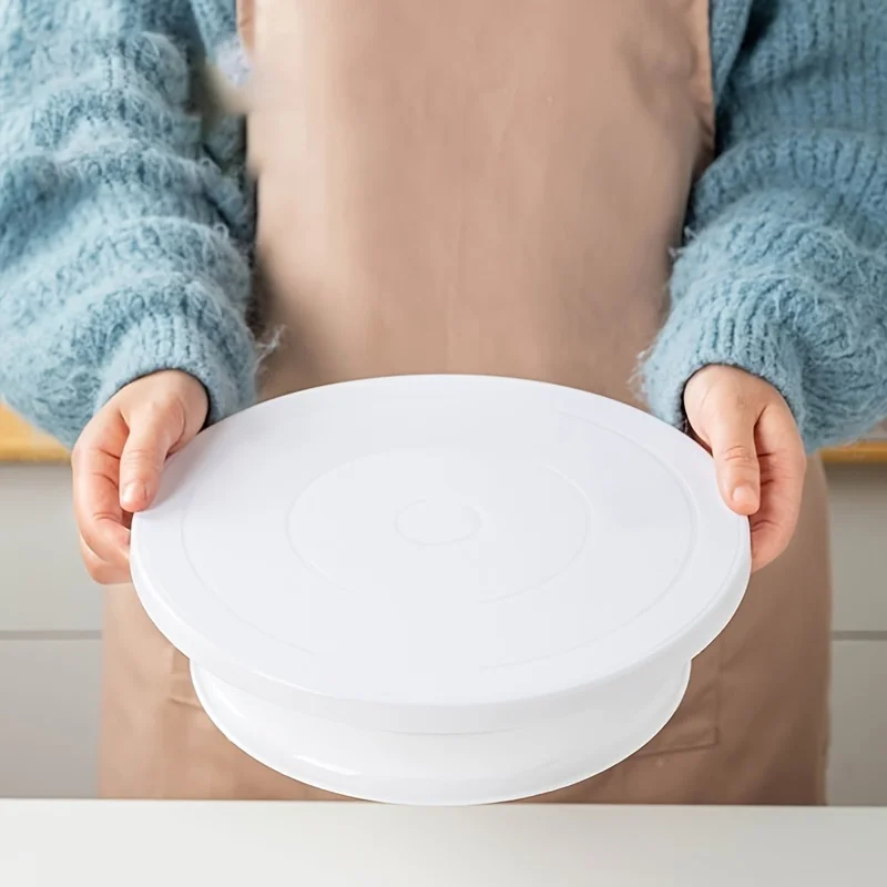White Round Plastic Cake Turntable Cake Decorating Tools for Beginners and Pros Baking Supplies Accessories