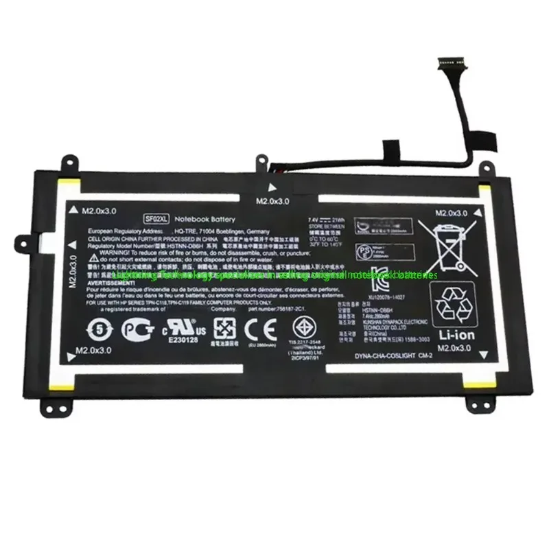 SF02XL 7.4V 21Wh Genuine Notebook Battery for HP Tablet HSTNN-DB6H 756187-2C1 756187-2B1 756417-001 TPN-C118 TPN-C119