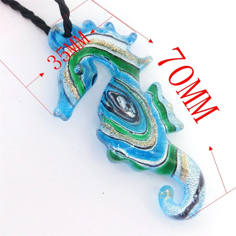 Handmade Murano Pendant Chain Inspired Animal Spiral Hippocampus Shaped Glass Pendant Necklace Sweater Chain Glass Jewelry Gifts