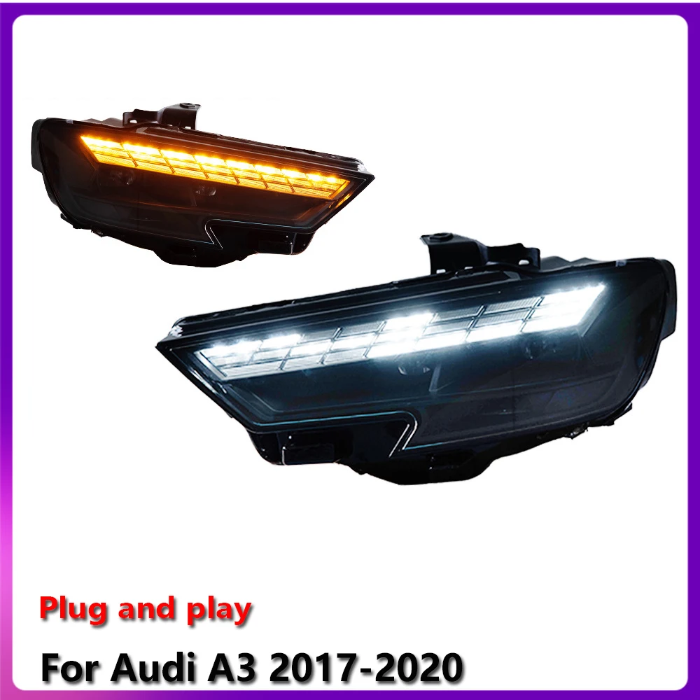 

Sewiyolin Car LED Headlight Automobile parts For Audi A3 2017-2020 Fog DRL Brake Turn Signal Lamp Plug and Play