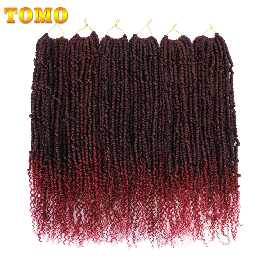 TOMO Pre-twisted Passion Twist Crochet Hair 14 24 Inch Ombre Bomb Twists Synthetic Crochet Braids Curly Bohemian Braiding Hair