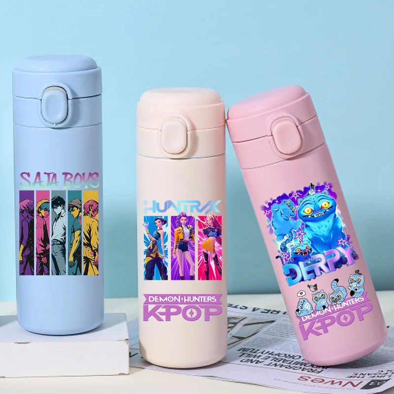 K-Pop Demon Hunters 420 мл Чашка для воды Детская бутылка для напитков Saja Boys Термос из нержавеющей стали 304 Tiger HUNTR/X Rumi Mira Подарок K-Pop Demon Hunters 420 мл Чашка для воды Детская бутылка для напитков Saja Boys Термос из нержавеющей стали 304 Tiger HUNTR/X Rumi Mira Подарок