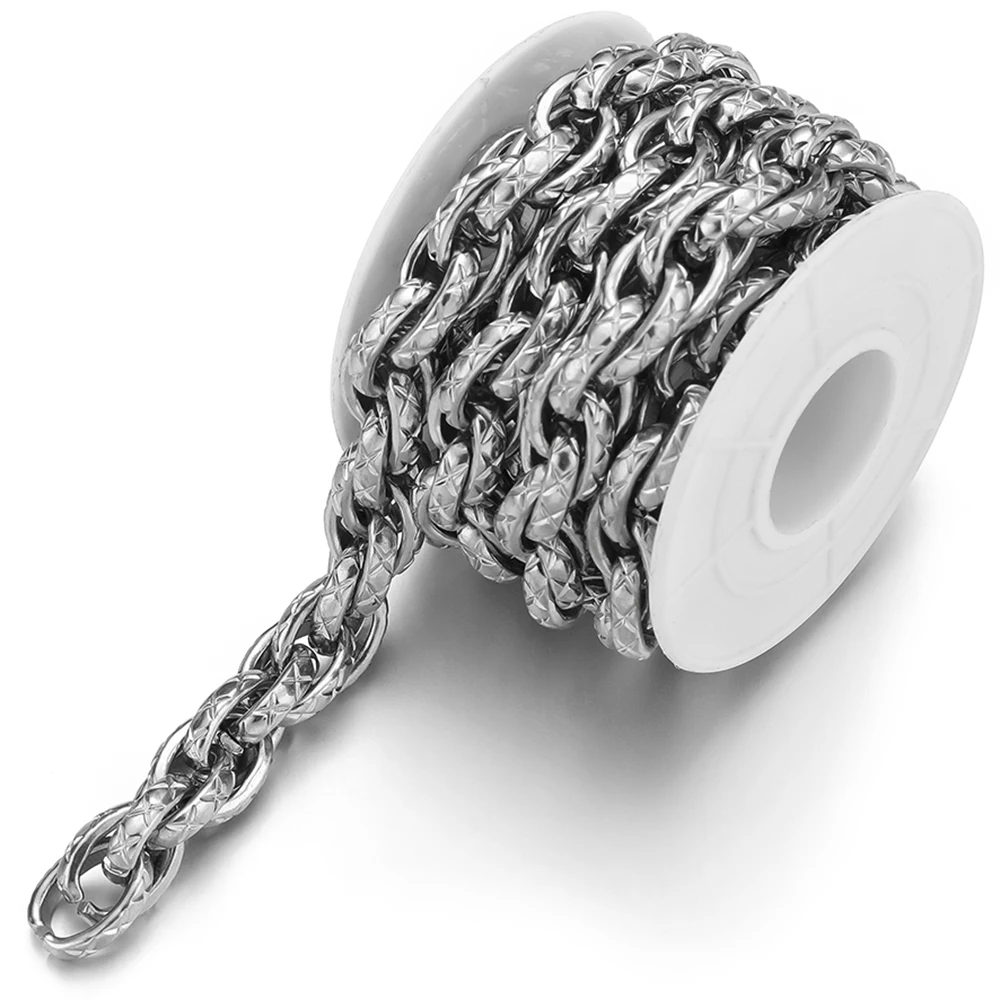Cadenas grandes de acero inoxidable 304 con nudo grueso, accesorios para hacer joyas, collares de Hip Hop, suministros para pulseras, 1 metro