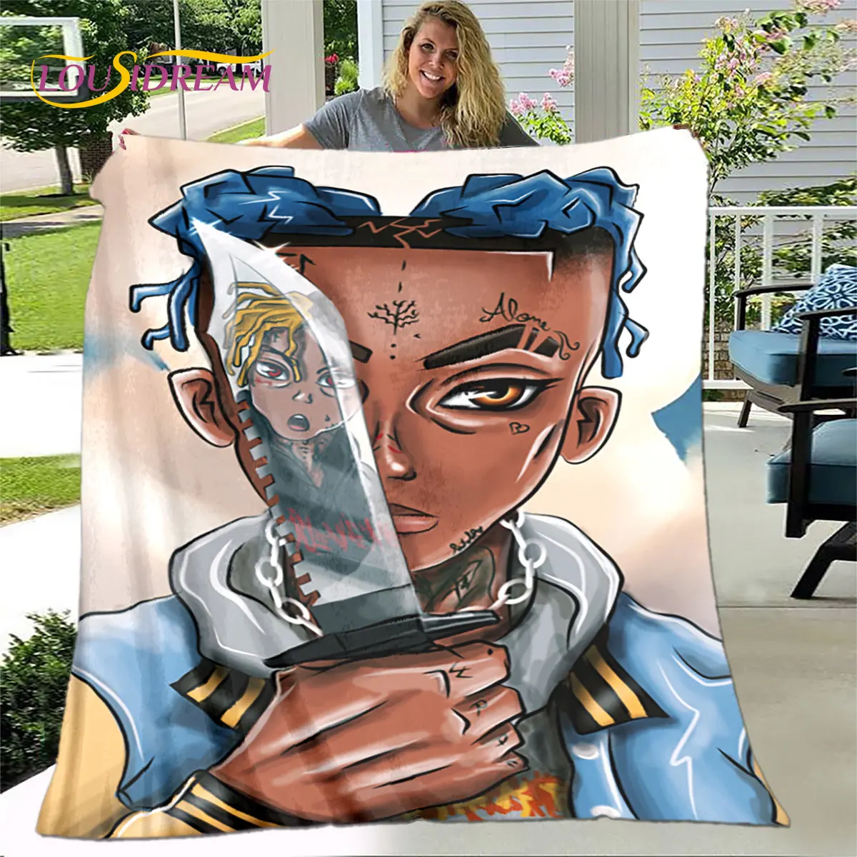 Hip Hop Art Rapper Legend Star Miękki pluszowy koc, flanelowy koc do salonu Sypialnia Łóżko Sofa Piknik Pokrowiec