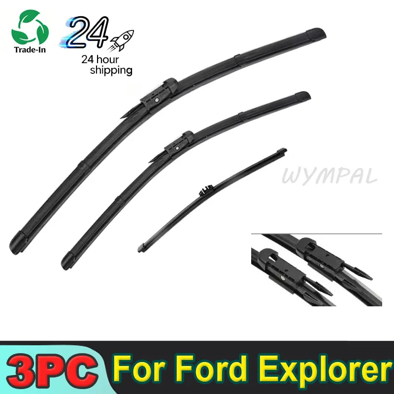 

Комплект щеток стеклоочистителя WYMPAL (передние и задние) для Ford Explorer 6 U625 2020-2023, щетки для лобового и заднего стекол, 26+22+11 дюймов