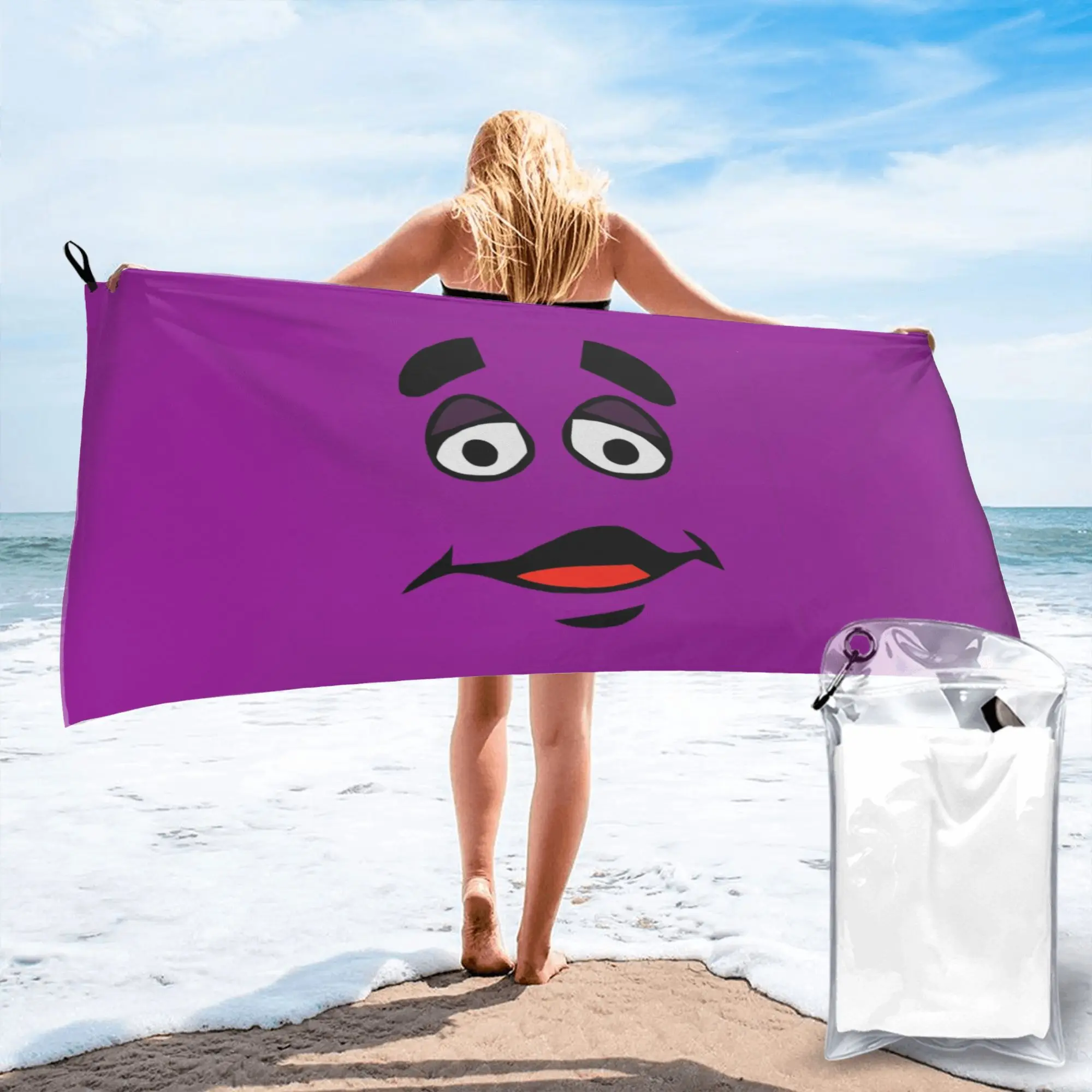 Grimace Cartoon Design Beach Towel Soft Microfiber Quick Dry Absorbent Quick Towels For Swimming