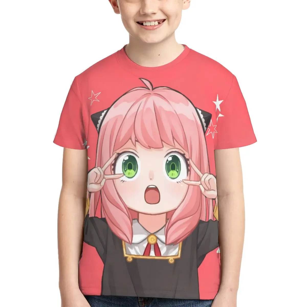 

Anime Spy Family Anya T Shirt - Short Sleeve Crew Neck Soft Fitted Tee Shirts for Teen Girl & Boy