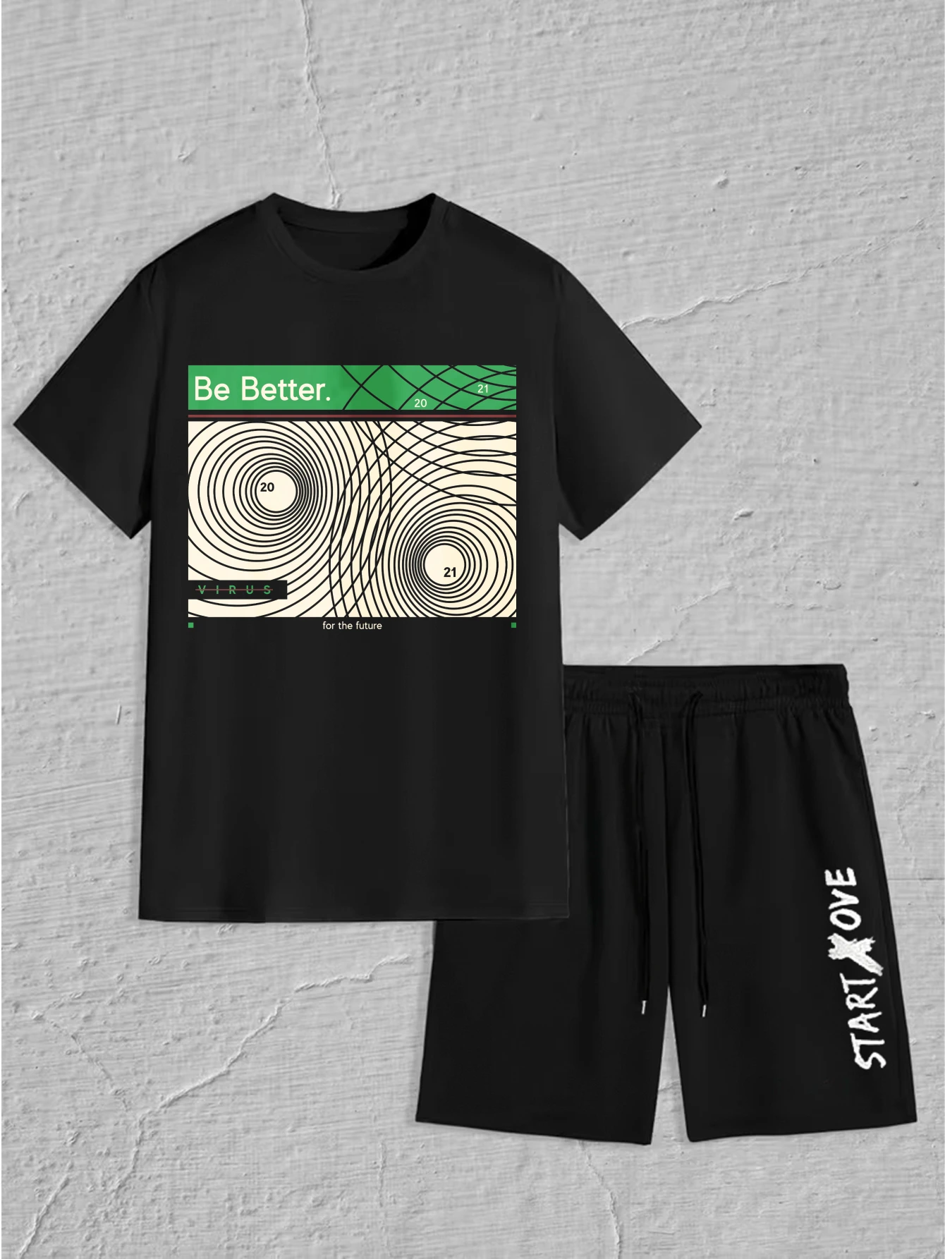 

Мужской комплект 2025 летняя спортивная мужская одежда с графическим принтом, комплект мужской одежды с круглым вырезом для футбола