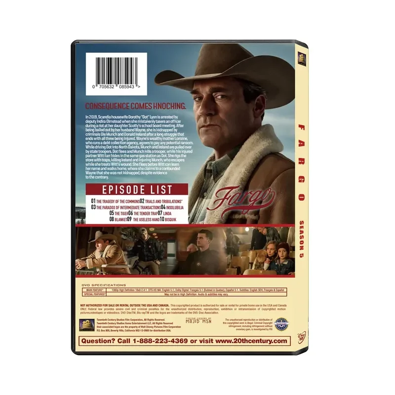 Fargo Season 5 DVD Set with 3 Discs and English Subtitles Included