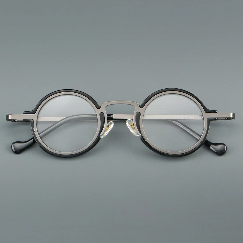 HONKAN Ultraleichter Acetat-Rahmen Metall-Brillengestell Retro Runde Lesebrille für Herren und Damen Hochwertiger Optischer Brillenrahmen – Detail 10