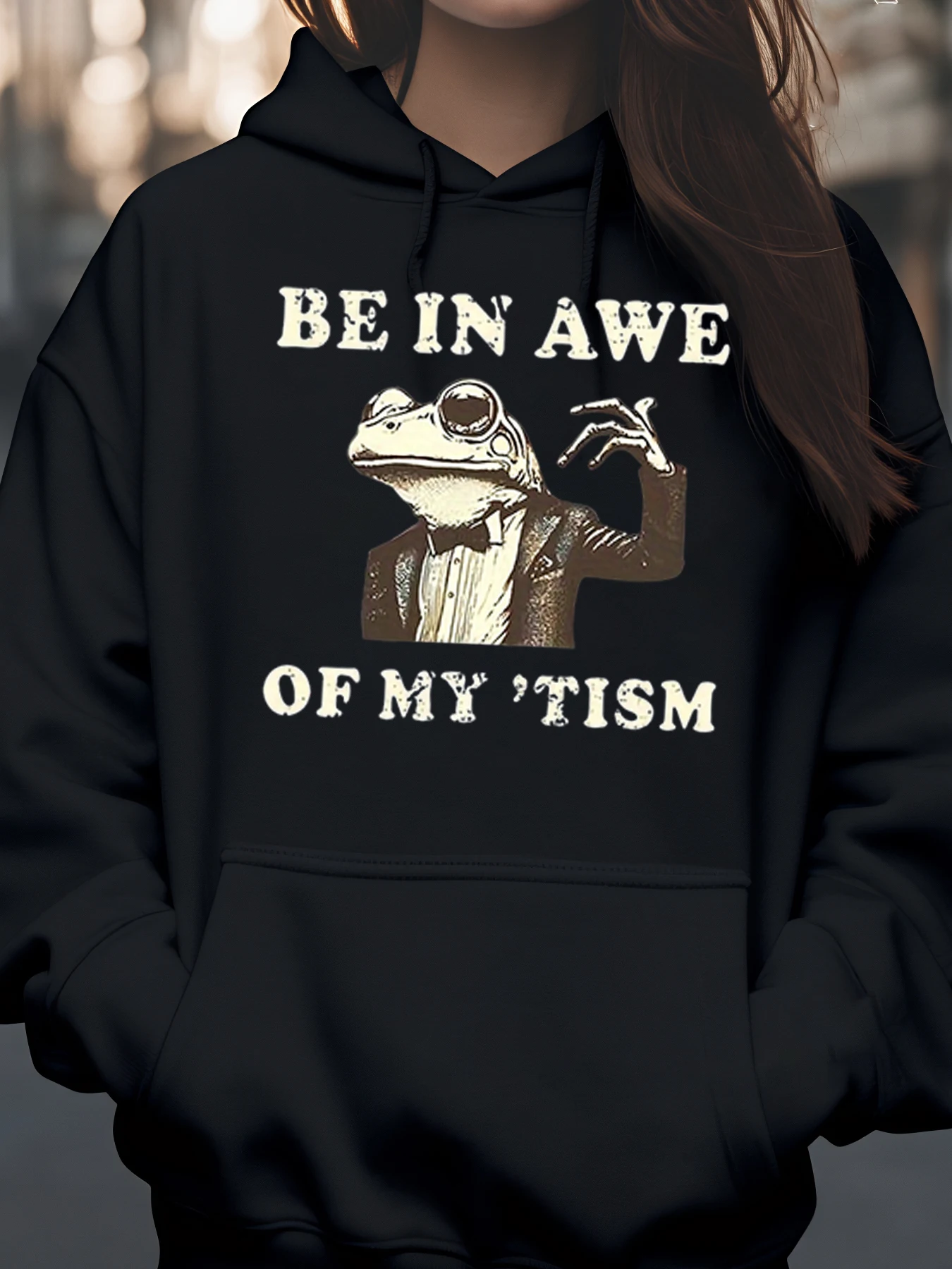 الضفدع في البدلة Be in Awe of My Tism Print هوديي ملابس الحفلات التنكرية للهالوين للنساء والرجال