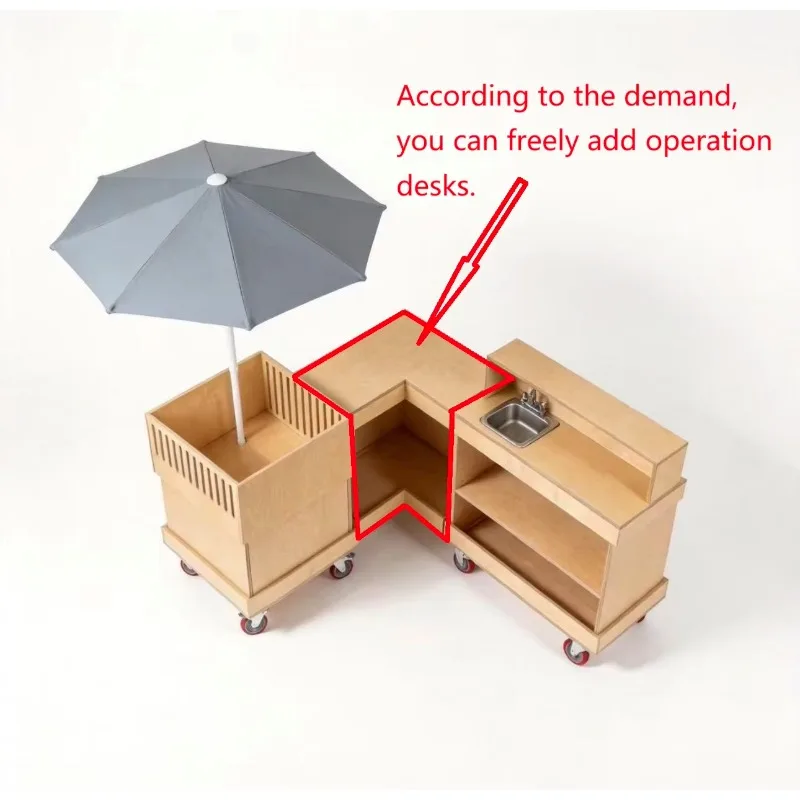 Mobile Outdoor Trolleys Mobile Combination Wood Logs Wind Coffee Snacks Commercial Sales Cart for Promotion Market Customized