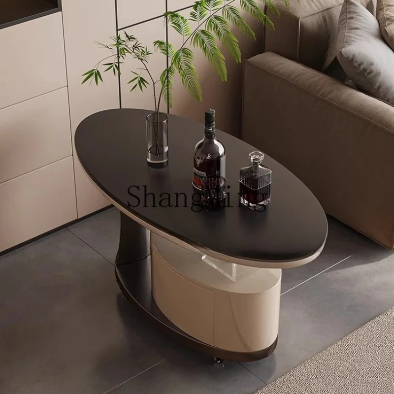 

FG living room sofa next to the small side table, simple and movable small tea cart slate coffee table