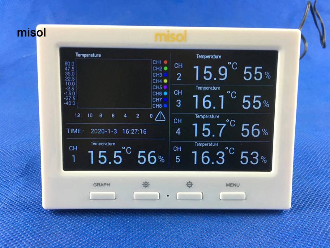 Misol-カラースクリーン付きワイヤレス気象ステーション、5チャンネル、データロガー、PCに接続