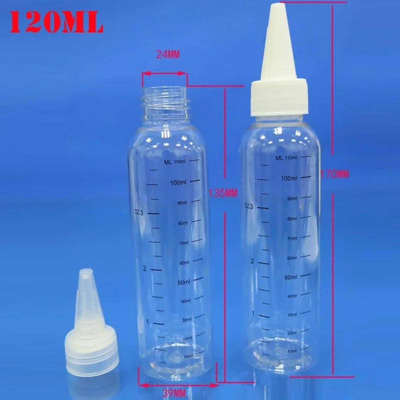 5 stks 30 ML-250 ML Lege PET Plastic Graduate Lijm Flessen met Schroef-Op Deksels Knijpbare Druppelaar Vloeibare Flessen voor Inkt Vloeibare Olie