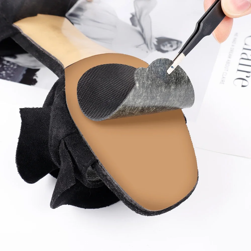 Description Picture 6 of item20Pcs Unisex Self-Adhesive Insole Wear-resistant Tendon Rubber Sole Non-slip Stickers High Heel Forefoot Anti-skid Pad Sole Pads