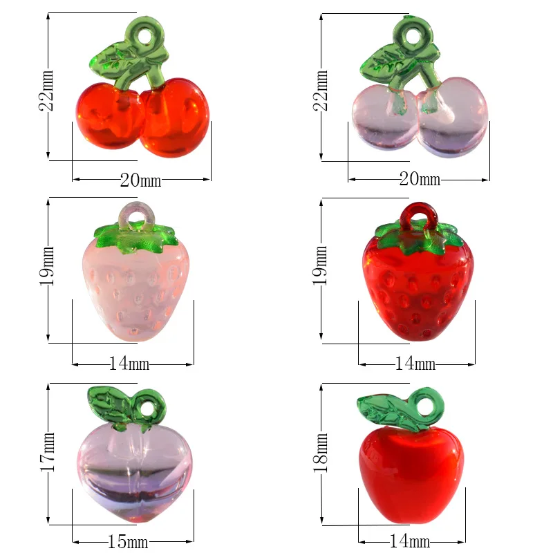 10pcs Cute Fruit Charm Cherry Apple Pendant DIY Jewelry Making Charm Peach Strawberry Accessories For Women Girl Acrylic Pendant