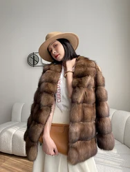 Fangtai-abrigo de piel de marta rusa para mujer, chaqueta cálida de lujo, Natural, a la moda, novedad de 2023, envío gratis