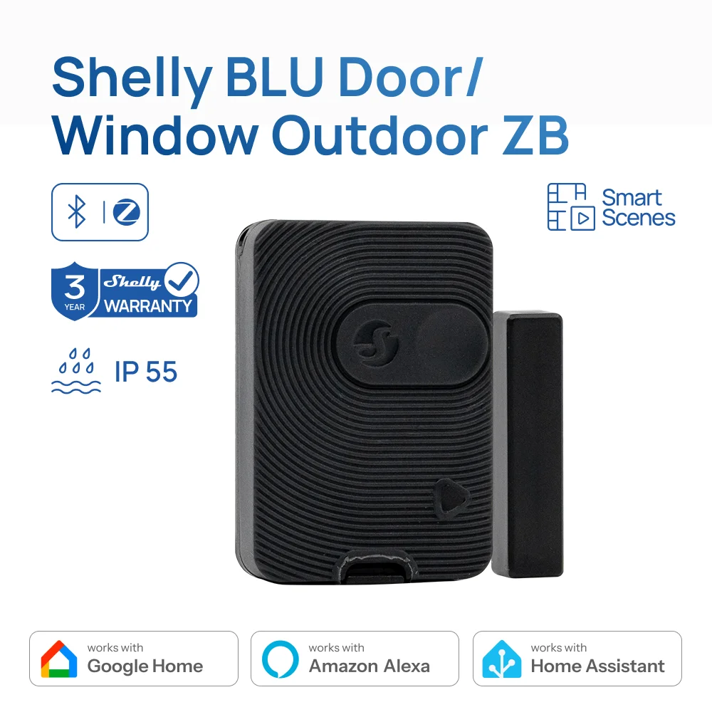 Shelly BLU Door/Window Outdoor ZB Zigbee IP55 Wireless Outdoor Mini Smart Wireless Door Detector Open Closed Alarm System IP55