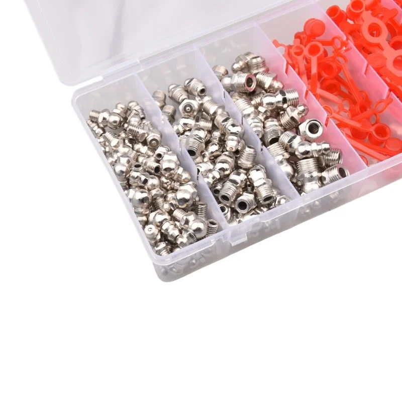 200PCS M6 M8 M10 Grease Zerk Nipple Kit Universal Metric Grease Fitting Assortment Set