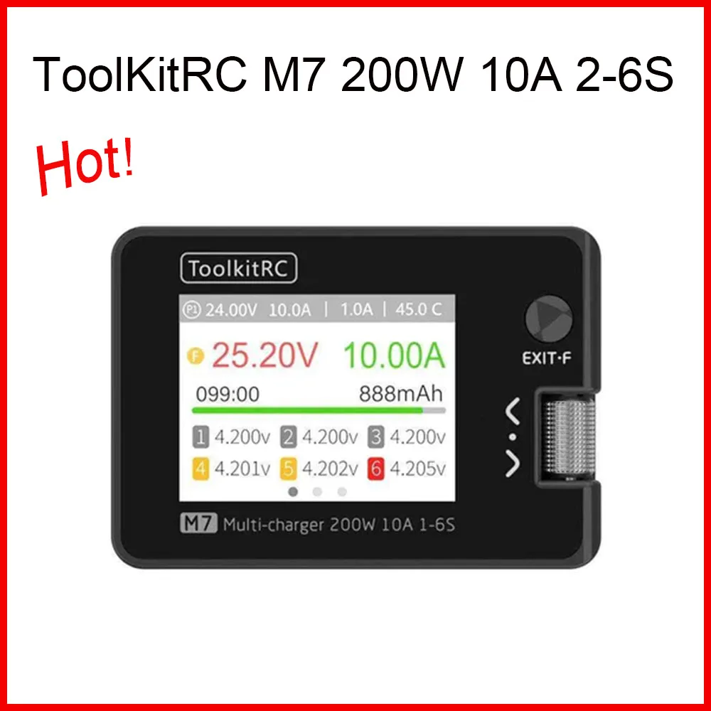 

ToolKitRC M7 200W 10A 2-6S Direct Current Smart Charger FPV Drone Battery Tool for Lipo LiHV LiFe Lion