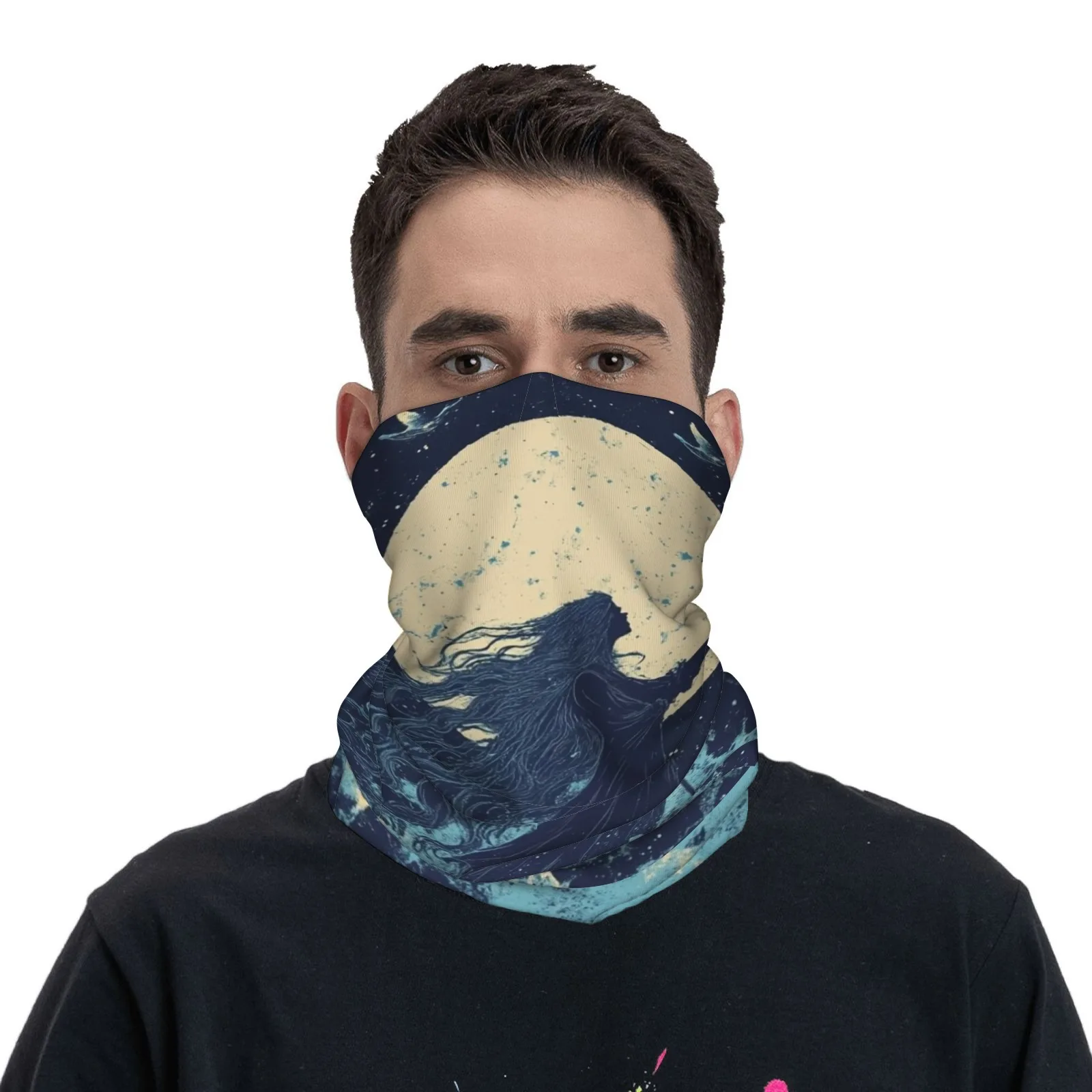 

Mysterious Moonlit Figure Pattern Customizable Unisex Neck Gaiter–Soft Breathable, UV-Protected–Ideal for Cycling, Hiking & More