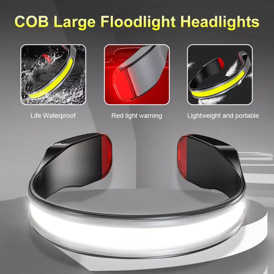 New White Red LED Neck Light Book Lamp Running Warning USB Flashlight LED Headlamp Night Reading Hiking Cycling Outdoor