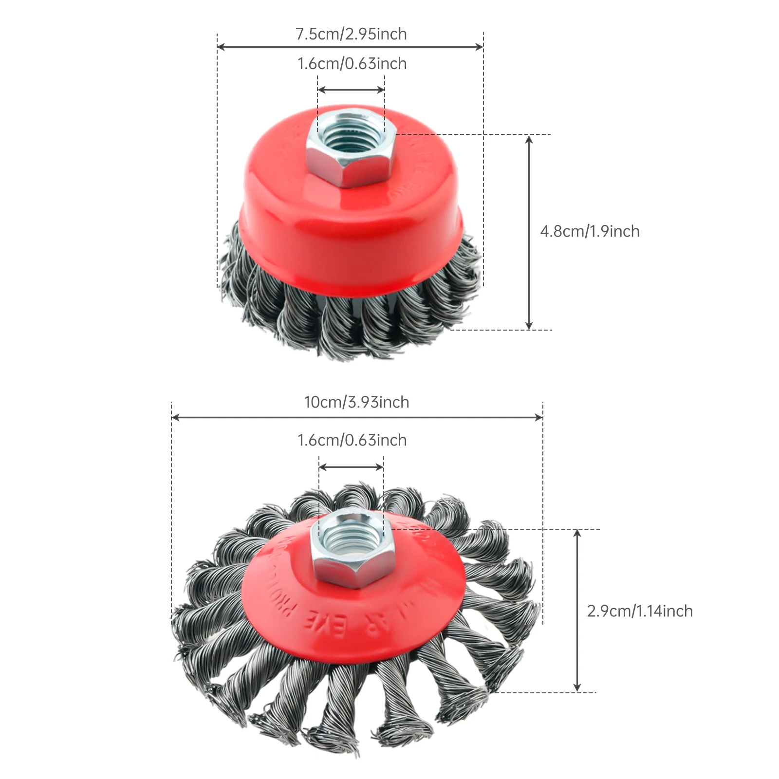 6pcs 5/8 inch Threaded Arbor 0.02 inch Wire Brush for for 4 1/2 Angle Grinder, Twist Knotted Coarse Crimped Wire Brush Set