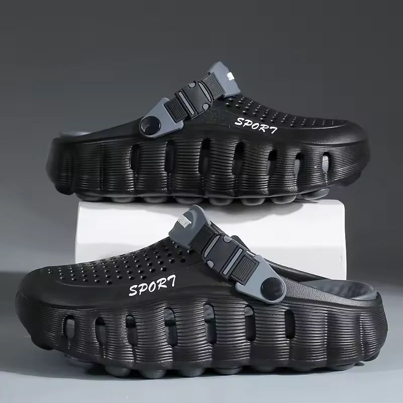 

2026 Summer New Men Trend Thick Sole Non Slip Odor Resistant Cave Clogs Cool Slip On Beach Indoor Garden Walking Footwear