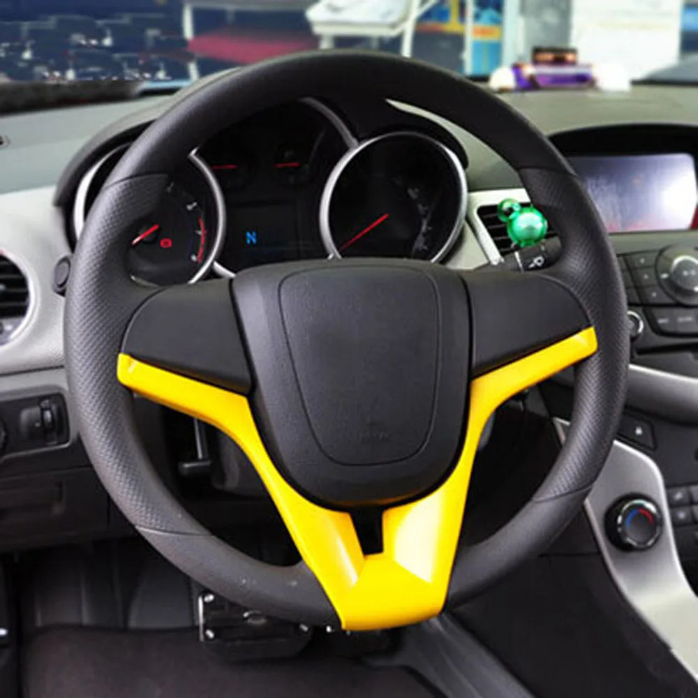 Car Accessories For Chevrolet Cruze Trax Tracker Sonic car styling Steering Wheel Chrome Trim Cover Insert Sticker