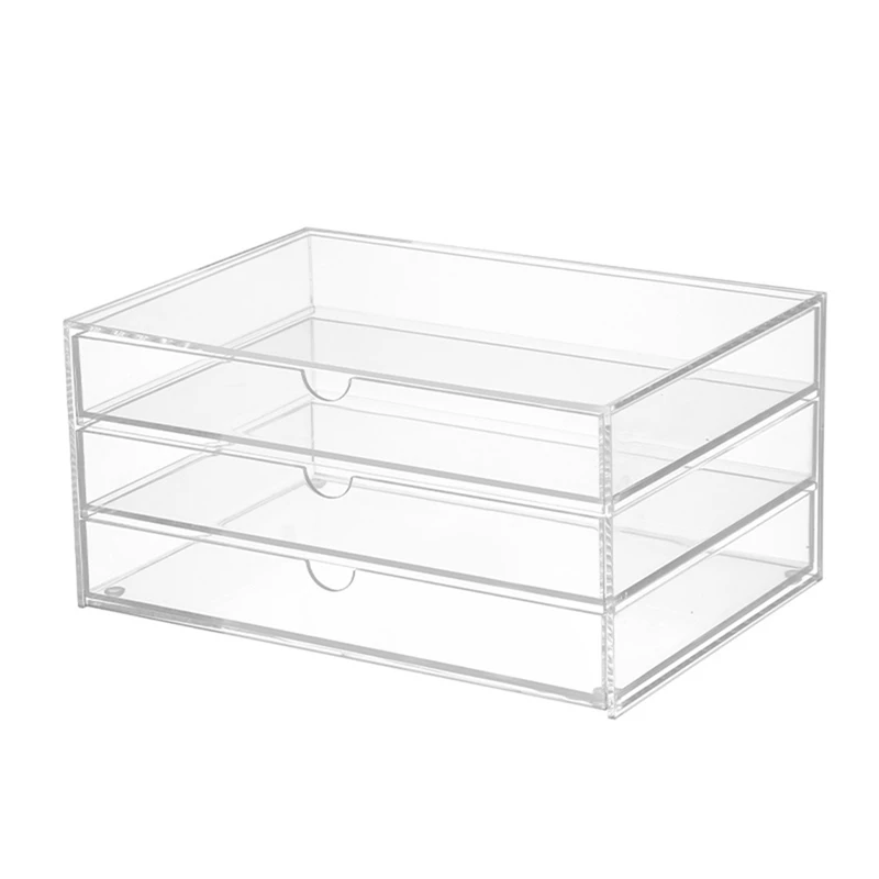 

Acrylic Drawer Storage Box Transparent Three-Layer Makeup Stationery Makeup Desktop Nail Polish Finishing Cabinet