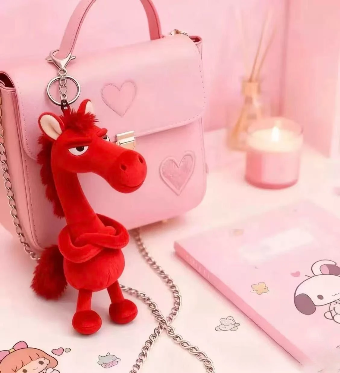 2026 Arrogance Pony Keychain for Women Bag Pendant Decor Cute Plush Horse Car Keychain Party Gift Key Ring Keychain Accessories