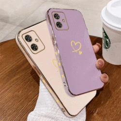 G54 Gemini Heart Luxury Plating Phone Case For Motorola Moto G54 Shatterproof Camera Protection MotoG54 Thin Soft Back Cover
