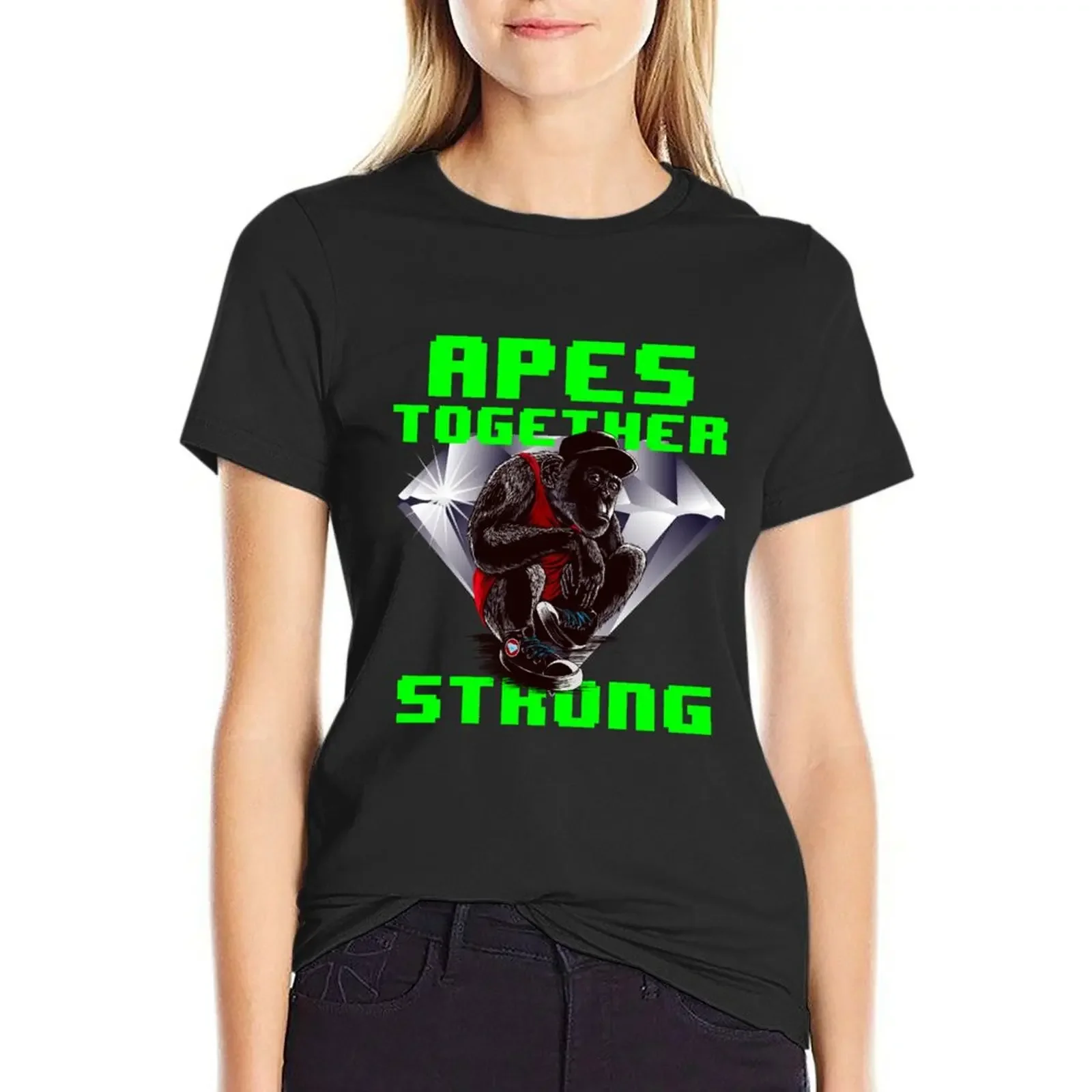 

Apes Together Strong Diamond T-Shirt animal print shirt for girls customizeds customs design your own fashion woman blouse 2025